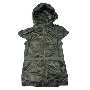 Lululemon Puffer Goose Down Vest Camo Green‎ Size 4 Removable Hoodie Jacket